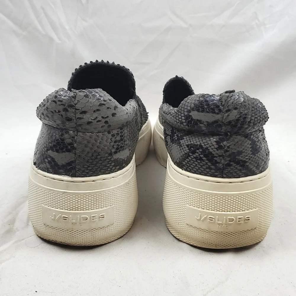 J/Slides Cleo Platform Leather Snake Embossed‎ Slip On Sneaker